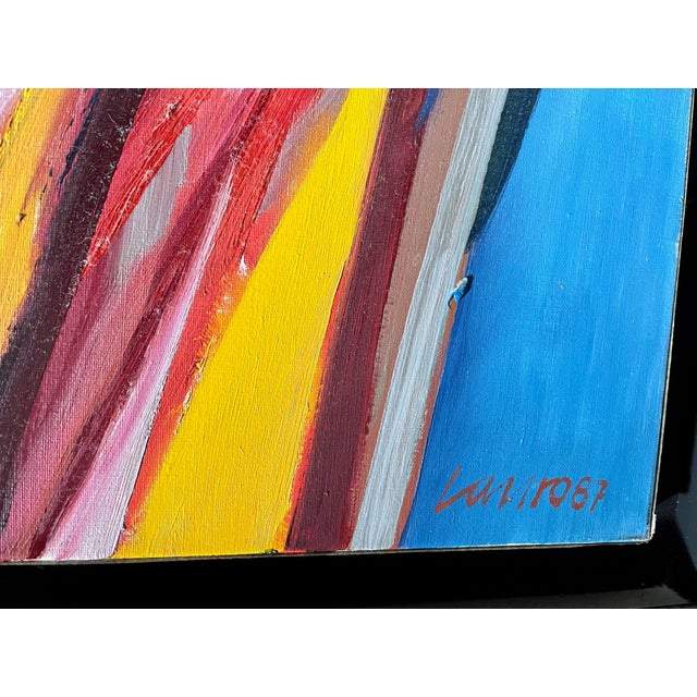 Abstract Expressionism Roberto Lauro, Large Colorful Abstract Expressionist Swiss Oil Painting Robert Lauro, 1967 For Sale - Image 3 of 7