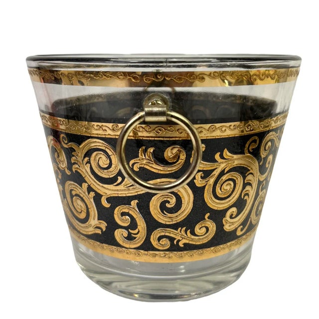 Mid-Century Modern 1960s Culver Ebony Baroque Glass Ice Bucket For Sale - Image 3 of 9