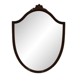 Vintage Antique Solid Mahogany Traditional Sheraton Duncan Phyfe Style 28" Shield Mirror For Sale