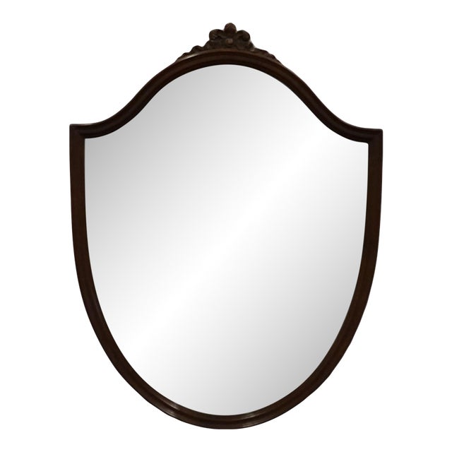 Vintage Antique Solid Mahogany Traditional Sheraton Duncan Phyfe Style 28" Shield Mirror For Sale