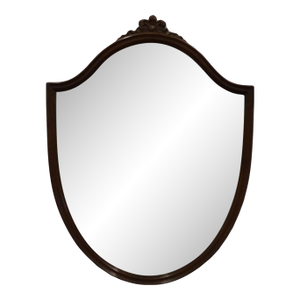 Vintage Antique Solid Mahogany Traditional Sheraton Duncan Phyfe Style 28" Shield Mirror
