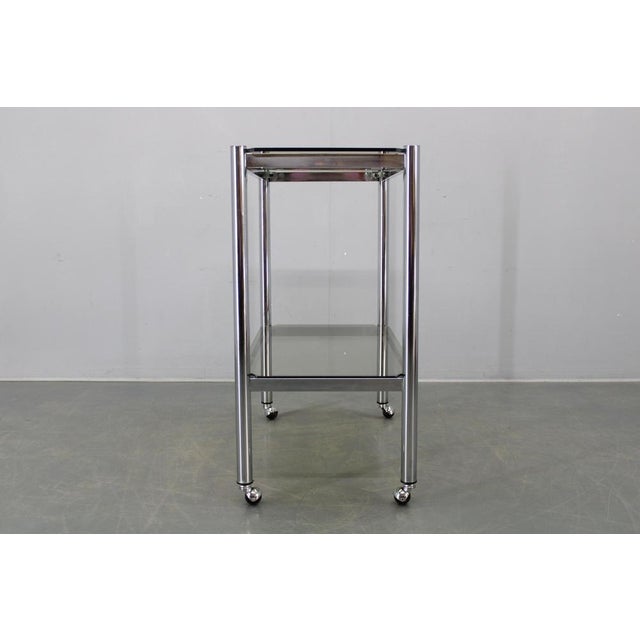 Mid-Century Modern Smoked Glass Serving Cart, Italy, 1970s For Sale - Image 6 of 12