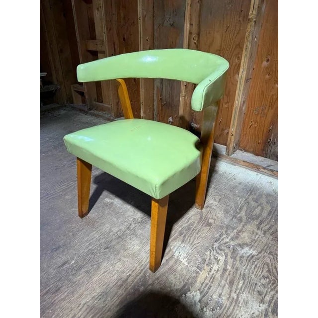 Mid 20th Century Iconic Style Tub Green Vinyl Faux Leather Chair For Sale In Washington DC - Image 6 of 15