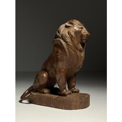 Asian Carved Wood Lion Statue For Sale - Image 11 of 16