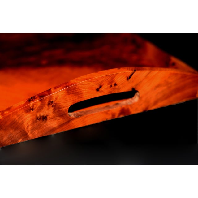 Rare Fragrant Thuya Exotic Wood Tray Large 15.5" Solid Wood For Sale - Image 15 of 18