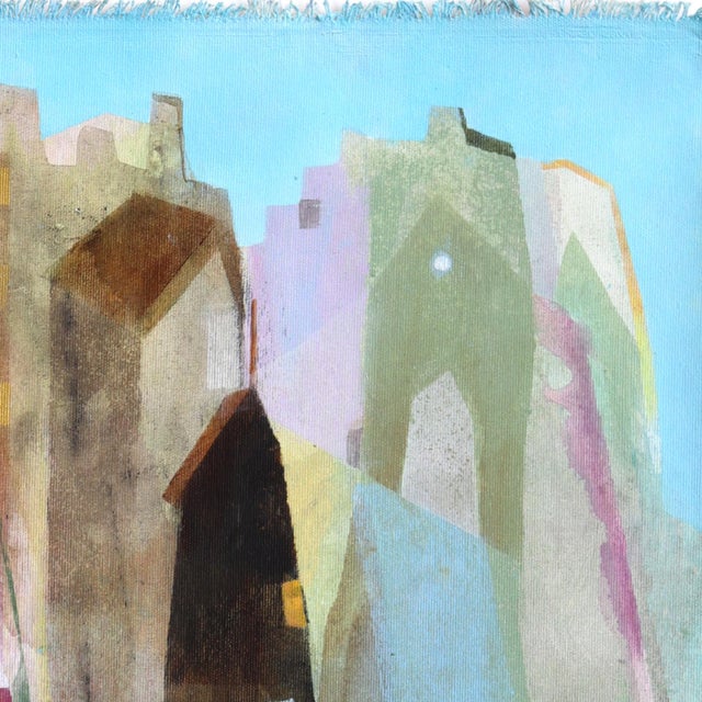 Textile The Girl in Central Park - Original Contemporary Architectural Cityscape Acrylic Painting on Canvas by Maria C Bernhardsson For Sale - Image 7 of 8