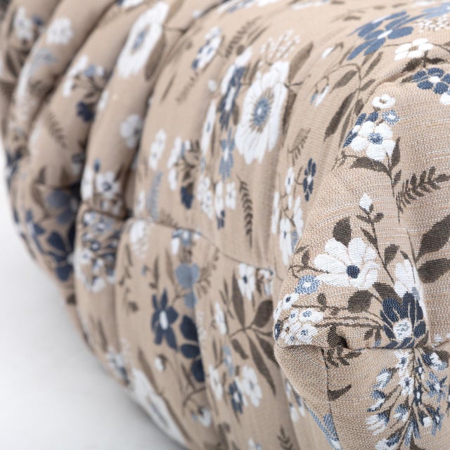 Togo Set in Continental Floral Upholstery Loveseat, Fireside Chair & Ottoman - Restored For Sale - Image 14 of 17