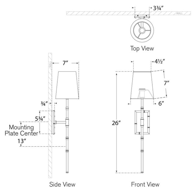 Grenol Single Bamboo Tail Sconce in Bronze with Linen Shade Designer: Studio VC Finish: Bronze Height: 26" Width: 6"...
