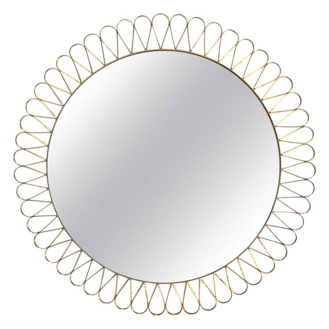 Metal Mid-Century Italian Round Mirror, Girasole Model, 1950s For Sale - Image 7 of 7