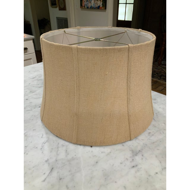 English Large Lined Burlap/Jute Drum Lampshade – 20” Dia. Ralph Lauren, Coastal, Rustic & Natural - See Pics! For Sale - Image 3 of 4