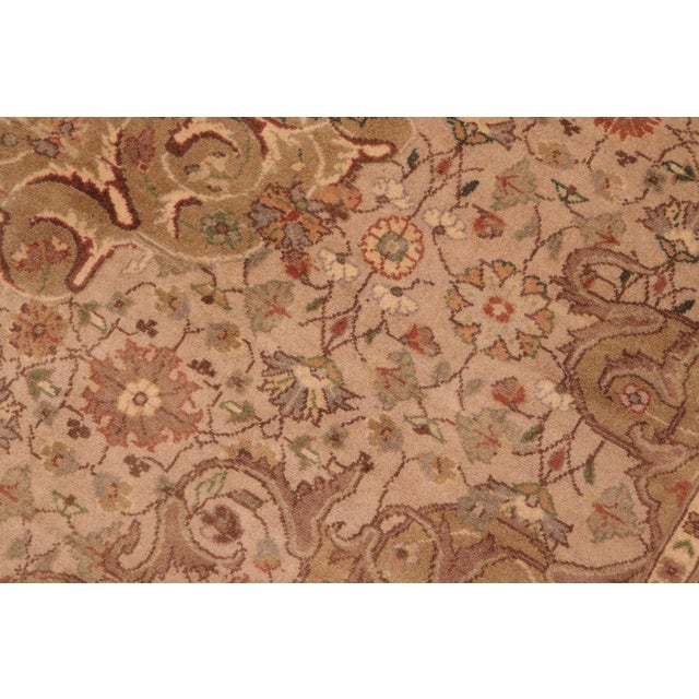 Boho Chic Floral 1990's Pak-Persian Taupe/Green Wool Rug - 6'1'' X 9'0'' For Sale In New York - Image 6 of 9