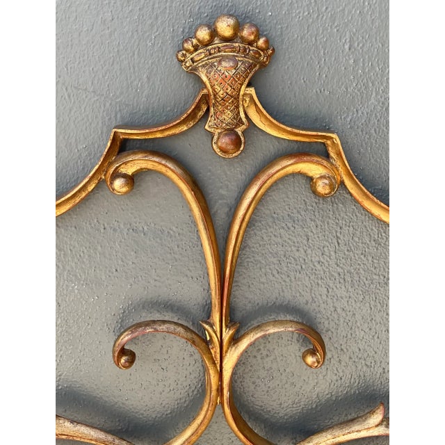 Gold Vintage Italian Palladio Gilt King Scroll Headboard For Sale - Image 8 of 12