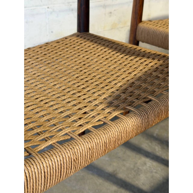 Brown In Style of h.w. Klein for Bramin Teak and Rosewood Woven Cord Dining Armchairs Set of 6 Danish Mid-Century Modern 1960s For Sale - Image 8 of 16