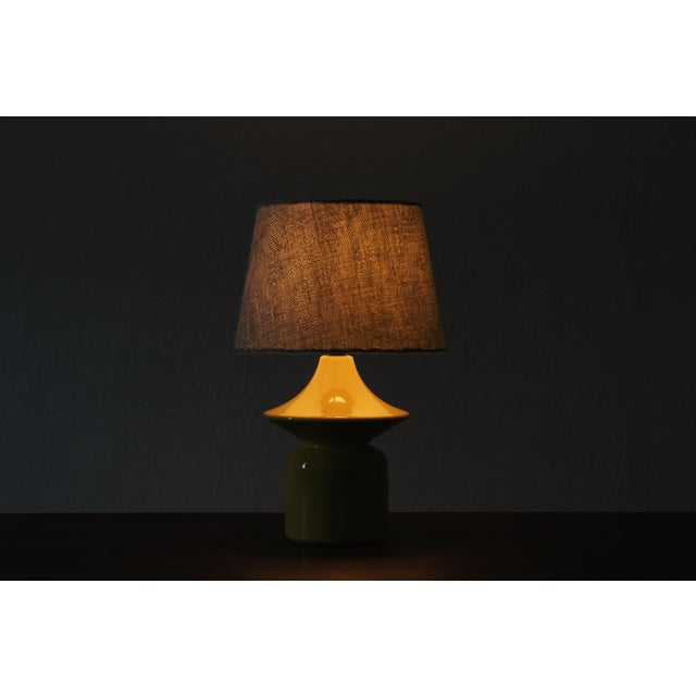 1970s Yellow Ceramic Table Lamp by Hasle Keramik, Denmark, 1970s For Sale - Image 5 of 7