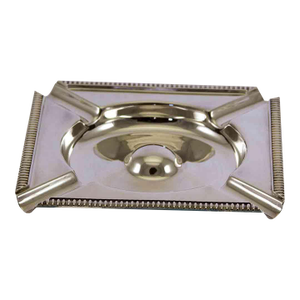 1970’s Vintage/New Silverplate Cigar Ashtray, Square With Gadroon Mount