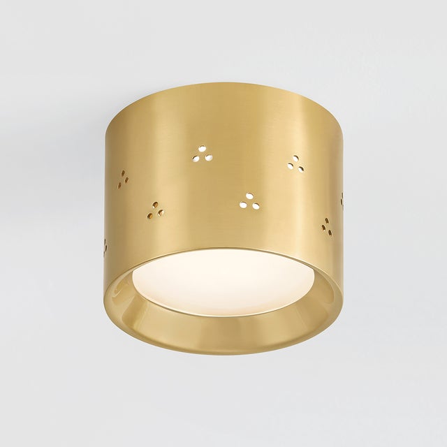 Hudson Valley Lighting Hudson Valley Lighting Edisto 4.5 in. 1 Light Flush Mount in Aged Brass Finish For Sale - Image 4 of 10