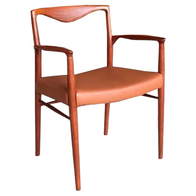 Danish Leather Desk Chair by Kai Lyngfeldt Larsen, 1960s For Sale