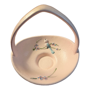 Vintage Hull Art Pottery Serenade Basket Handled Vase 7"h ca.1957