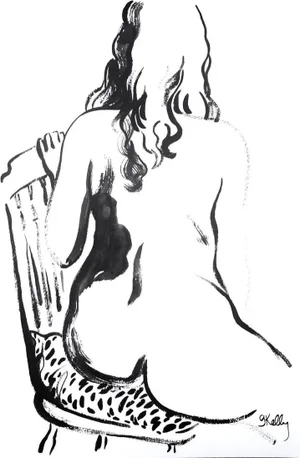 Nude #1634 Original Gouache Painting by Gretchen Kelly