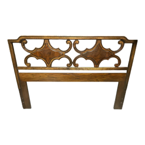Spanish Revival Queen Size Solid Oak Headboard - Circa 1960s