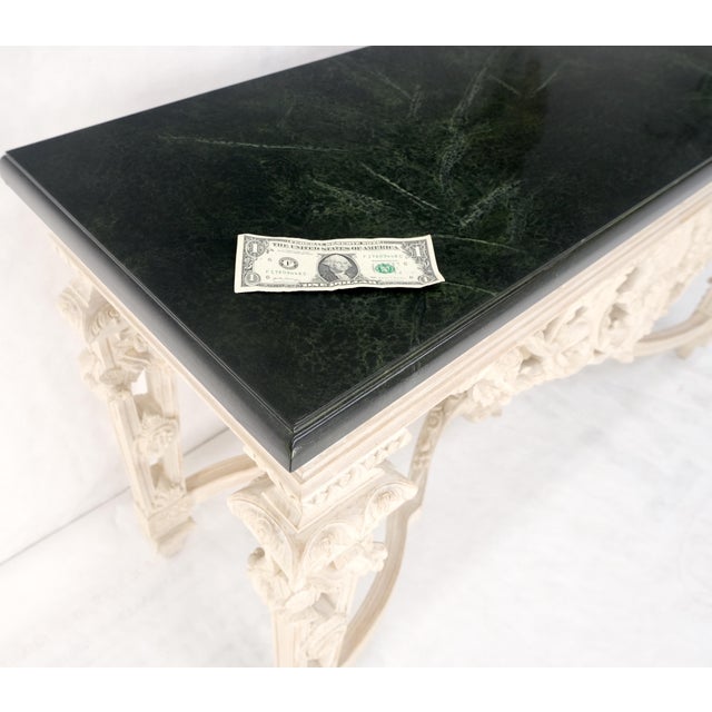 Maitland Smith Carved White Wash Finish Wall Mirror Matching Console Table - Set of 2 For Sale - Image 9 of 12