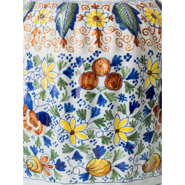 Metal Antique Polychrome Table Lamp with Silk Lampshade, 1890s For Sale - Image 7 of 15