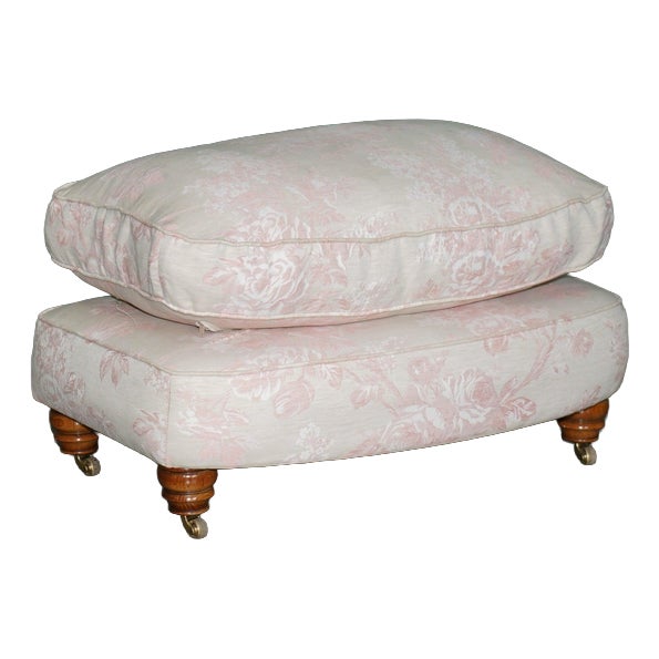 Serpentine Front Feather Filled Cushion Top Ottoman, 2010 For Sale