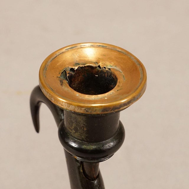 Antique Candle Stick With Real Chamois Horn, 19th Century For Sale - Image 4 of 9