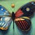 Hybrid Butterfly 44 by Stacy D'Aguiar | Acrylic on wood depicting a colorful butterfly with patterns. For Sale - Image 4 of 5