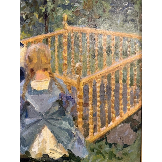 Hans Hammer, Mother with Children in the Garden, 1912, Oil Painting on Canvas For Sale - Image 9 of 13