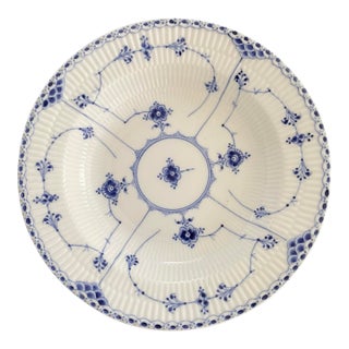Antique Royal Copenhagen Blue Fluted Half Lace Musselmalet Riflet Large Soup Bowl For Sale