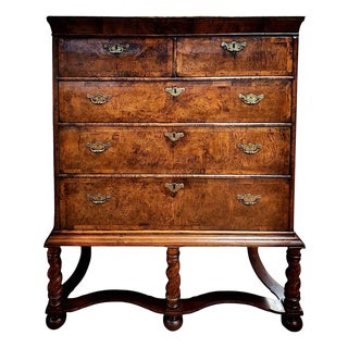 18th-Century English Burr Walnut Chest-on-Stand For Sale