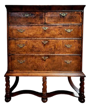 18th-Century English Burr Walnut Chest-on-Stand