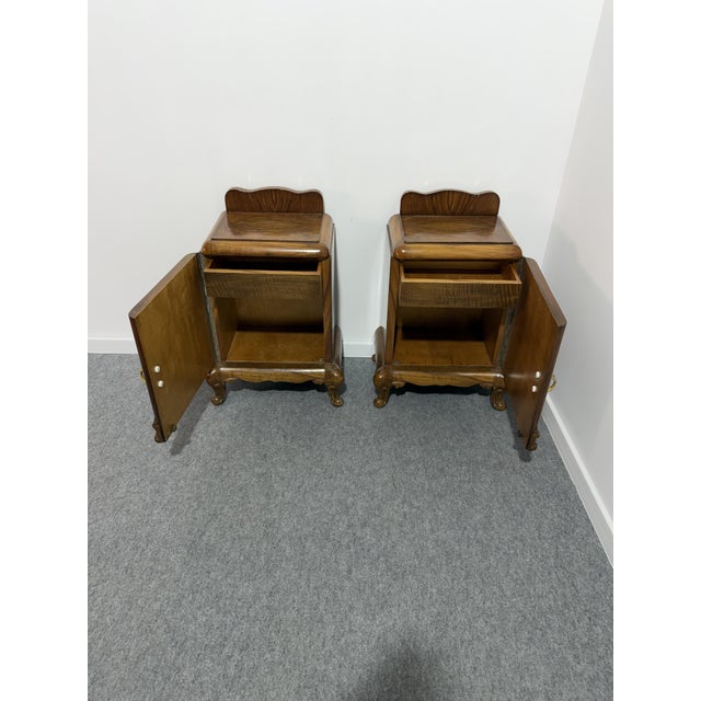 Wood Italian Art Deco Bedside Tables, 1940, Set of 2 For Sale - Image 7 of 12