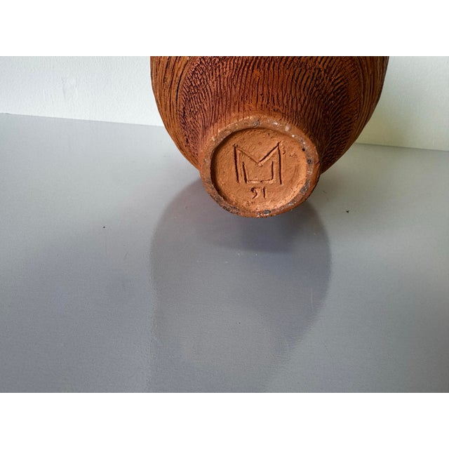 Vintage Organic Texture Studio Pottery Bud Vase, Signed LJM/ Sold For Sale - Image 9 of 12