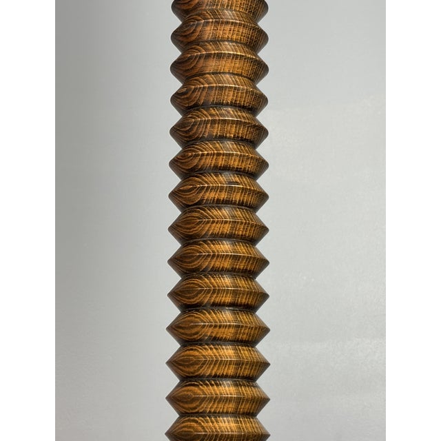 Large Mid-Century Brutalist Wood Turned Mushroom Table Lamp, France, 1950s For Sale - Image 9 of 14