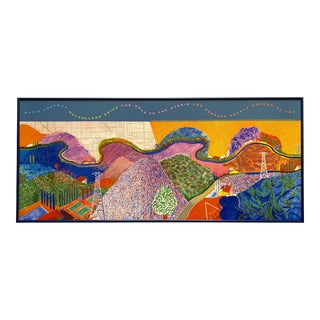 David Hockney Pop Art Lithograph Print Framed Large Museum Poster " Mulholland Drive : The Road to the Studio " 1980 For Sale