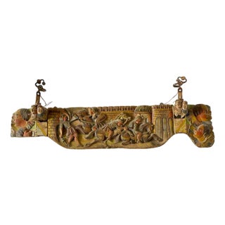 End Parts of a 19th Century Sicilian Horse Wagon or Carriage in Coloured Carved Wood, Set of 3 For Sale