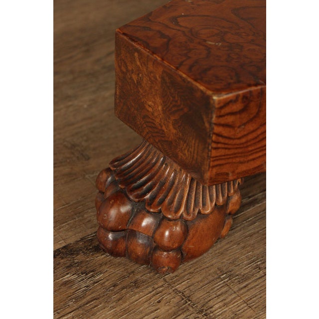 Late 20th Century Italian Made Empire Style Round Burlwood Pedestal Center Table For Sale - Image 9 of 18