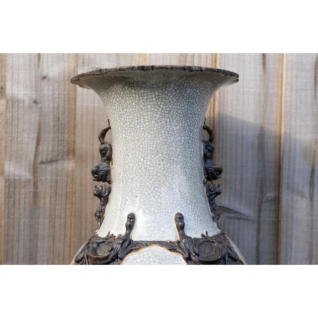 19th Century Large Antique Chinese Qing Dynasty Crackle Glaze Porcelain Vase, 1800s For Sale - Image 5 of 18