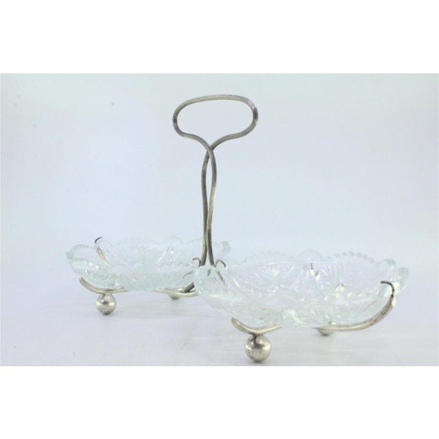 Silver and Cut Glass Candy Box with Round Feet For Sale - Image 3 of 7