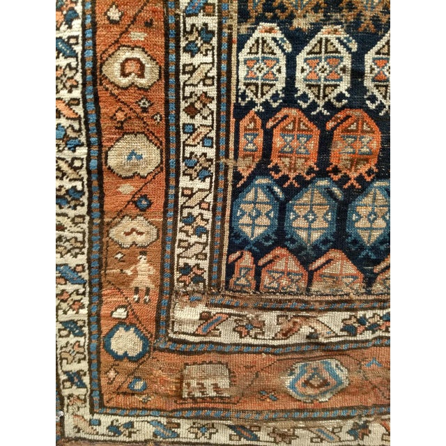 19th Century Vintage Persian Kurdish Runner Rug, Hand-Knotted Wool, All-Over Paisley Pattern, Blue & Green, 4x10 For Sale - Image 5 of 9
