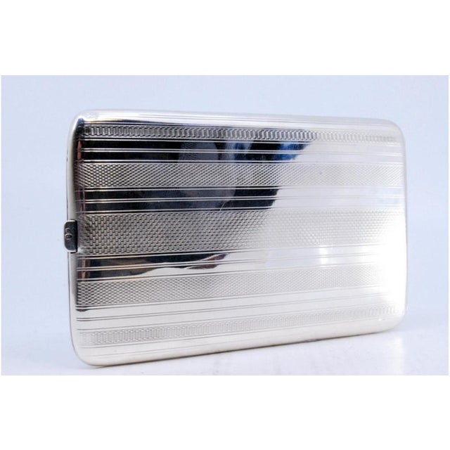 Silver Cigarette Case with Guilloche Bands For Sale - Image 5 of 9