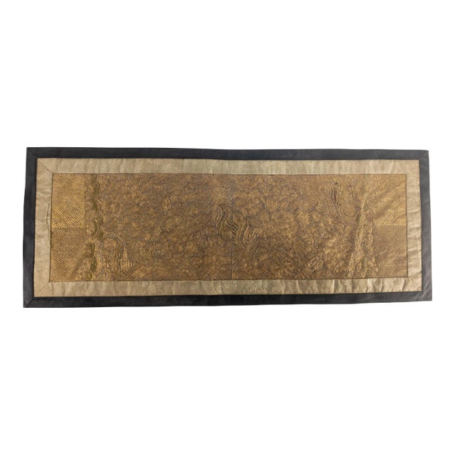 19th Century Fine Chinese Silk Gold Couch Thread Embroidery For Sale