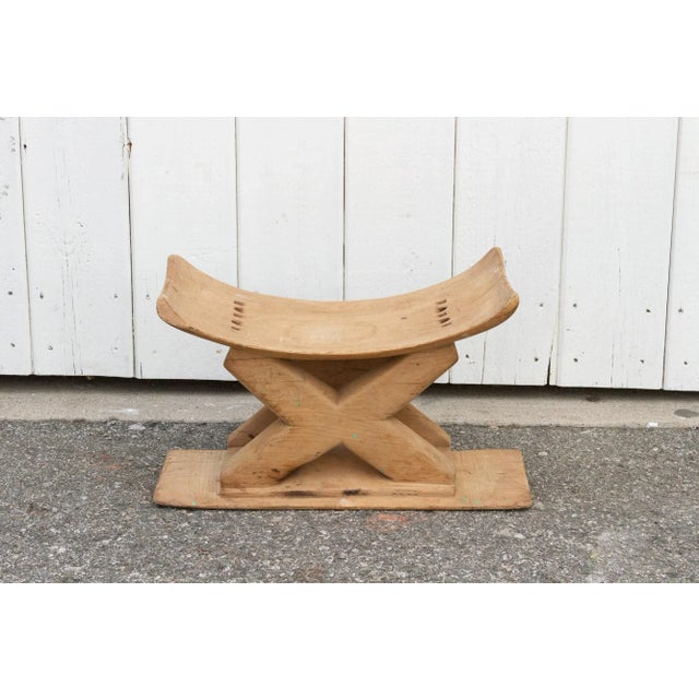 Wood "X" Stretcher Rustic African Ashanti Stool For Sale - Image 7 of 9