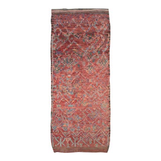 Galerie Shabab Collection Tribal Late 20th Century Handmade Moroccan Gallery Rug in Deep Red For Sale
