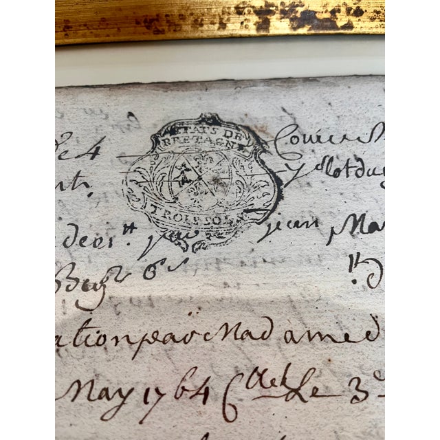 18th Century Antique 1700s Framed French Chateau Property Transaction Documents - A Pair For Sale - Image 5 of 18