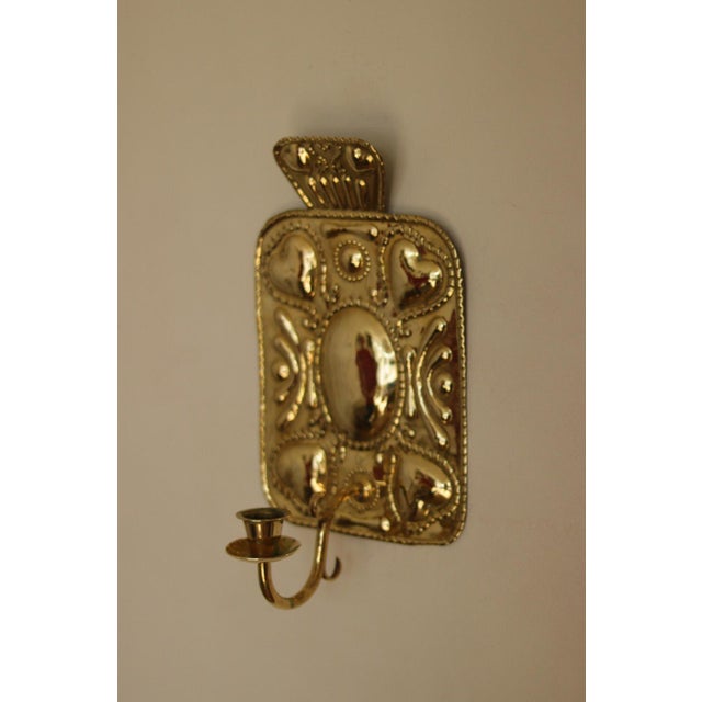 Mid-Century Modern Swedish Baroque Style Brass Sconces, Set of 2 For Sale - Image 3 of 15