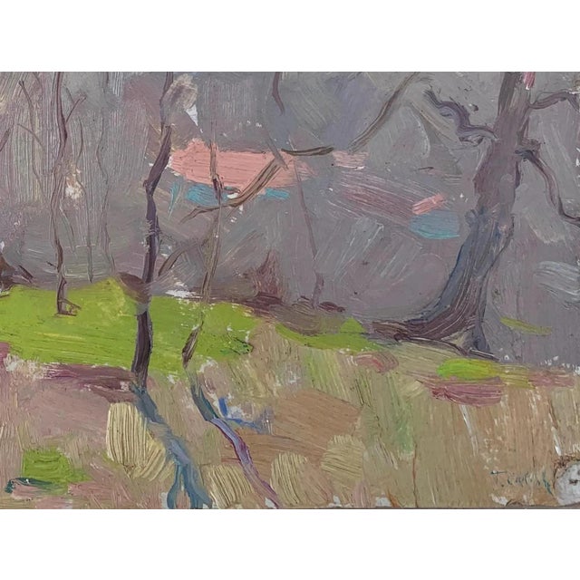 Rural Landscape Antique Painting Original Soviet Art Ukrainian Artist Sokolovsky G. 21-28 1963 For Sale - Image 6 of 6