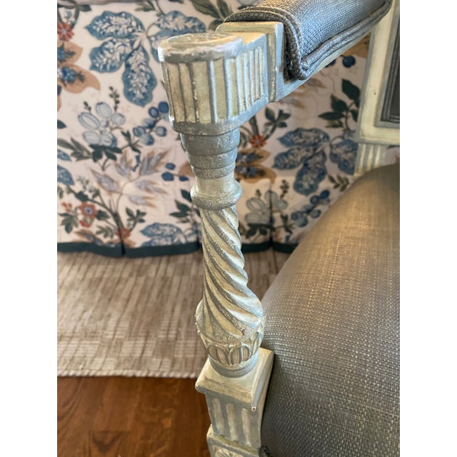 2010s Pair of Glazed Linen Accent Chairs Attributed to Niermann Weeks For Sale - Image 5 of 14